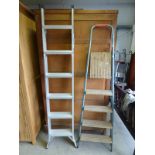 3 WAY ALUMINIUM STEP LADDER WITH 1 OTHER STEP LADDER