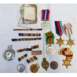 1939-1945 STAR, ITALY STAR, AFRICAN STAR, 1939-1945 DEFENCE MEDAL, 1939-1945 MEDAL RIBBON BARS,