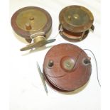 WOOD AND BRASS SIDE CASTING REEL,