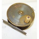 J HERNARD & SON MAKERS 5 CHURCH PLACE PICCADILLY LONDON 3 3/4" BRASS FISHING REEL