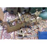 FULLY ADJUSTABLE WATCHMAKERS MANDREL LATHE WITH BRASS BODY AND STEEL ATTACHMENTS & SCREWS,