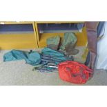 SELECTION OF FISHING AND SPORTING ITEMS TO INCLUDE WADERS, FISHING RODS, CHAINS, NETS,