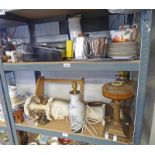 SELECTION OF VARIOUS ITEMS INCLUDING PARAFFIN LAMPS PORCELAIN TABLE LAMP AND OTHERS OVER TWO