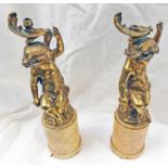 PAIR OF TABLE LAMPS WITH GILT CHERUB DECORATION.