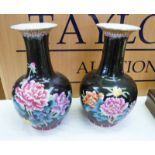 PAIR OF LARGE FLORAL DECORATIVE VASES 45CM