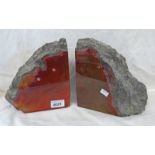 PAIR OF SCOTTISH AGATE BOOKENDS