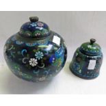 CLOISONNE LIDDED BOWL & CLOISONNE INKWELL