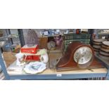 SELECTION OF ITEMS INCLUDING MAHOGANY CASED MANTLE CLOCK AND VARIOUS ROYAL COMMEMORATIVE WARE OVER
