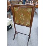 19TH CENTURY MAHOGANY FRAMED TAPESTRY FIRE SCREEN