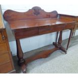 19TH CENTURY MAHOGANY SIDE TABLE WITH SINGLE DRAWER & TURNED SUPPORTS