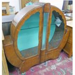 ART DECO WALNUT DISPLAY CASE WITH 2 GLAZED DOORS AND GLASS RODS Condition Report: