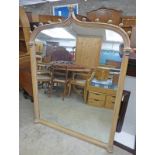 GOTHIC STYLE PINE OVERMANTLE MIRROR 155CM TALL OVERALL