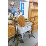 METAL PARAFFIN LAMP STAND, COT, PINE WINE TABLE,