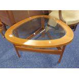 TEAK & GLASS TOPPED COFFEE TABLE