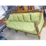 EASTERN CARVED INLAID HARDWOOD SETTEE ON TURNED SUPPORTS