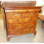 18TH CENTURY WALNUT CHEST OF 1 LONG OVER 2 SHORT OVER 3 LONG DRAWERS ON BRACKET SUPPORTS