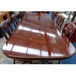 MAHOGANY TRIPLE PEDESTAL DINING TABLE APPROX 306CM LONG