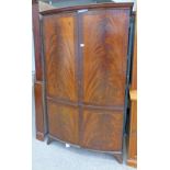 EARLY 20TH CENTURY BOW FRONT MAHOGANY TWO DOOR WARDROBE ON BRACKET SUPPORTS Condition