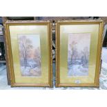 2 GILT FRAMED WATERCOLOURS NEAR RICHMOND HILL AND NEAR TWYFORD BERKS SIGNED J.