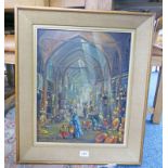 ARTHUR S MARKET SCENE INDISTINCTLY SIGNED FRAMED OIL PAINTING 48 X 38 CM