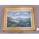 GILT FRAMED OIL PAINTING OF BEN LOMOND. UNSIGNED 44 X 64.