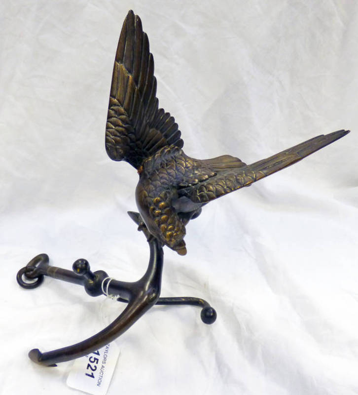 20TH CENTURY BRONZE FIGURE OF A EAGLE ON A ANCHOR 27.