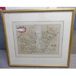 GILT FRAMED MAP OF SOUTHERLANDIA 40 X 55 CM