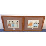 PAIR OF EARLY 20TH CENTURY OAK FRAMED WATERCOLOURS OF DUTCH FIGURES - 14 X 19 CM EACH