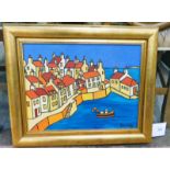 IAIN CARBY- (ARR) PITTENWEAM GILT FRAMED OIL ON CANVAS SIGNED 34 X 44 CM