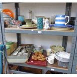 SELECTION OF METAL CHOCOLATE MOULDS, VARIOUS GLASSWARE, T GREEN & CO CORNISH WARE JUG,