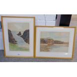 ARTHUR HARRIS 2 FRAMED WATERCOLOURS 'DUCKMANS DEN ARBROATH' AND 'THE MASONS COVE ARBROATH'