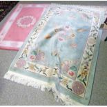 GREEN CHINESE CARPET 190X125CM AND A ORIENTAL STYLE PINK CARPET 150X90CM -2-