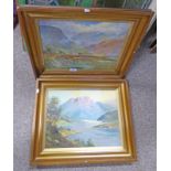 DAVID WATTS HIGHLAND CATTLE IN THE TROSSACHS & LOCH TAY GILT FRAMED OIL PAINTINGS BOTH SIGNED