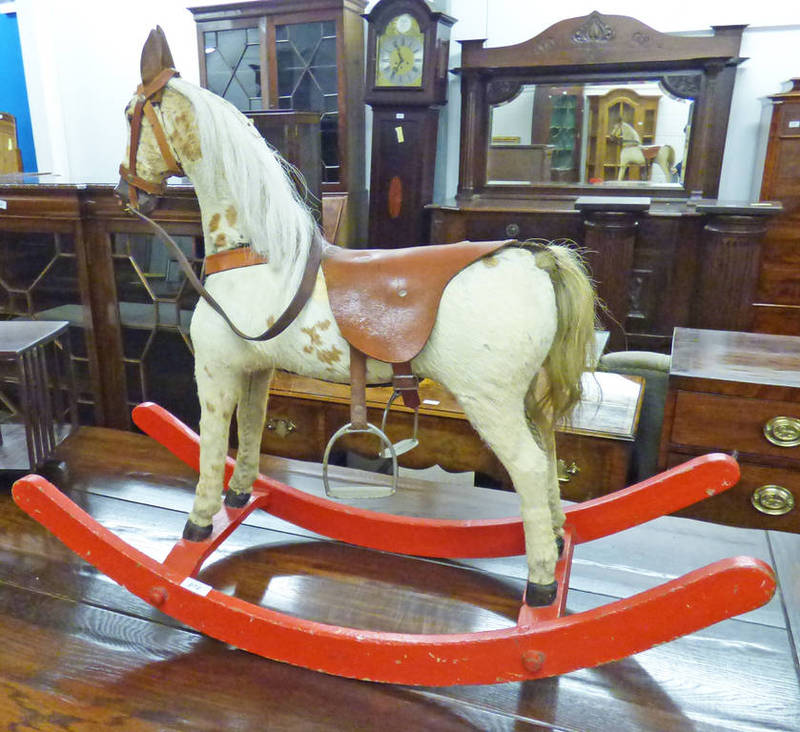 19TH CENTURY ROCKING HORSE WITH SKIN COVERING