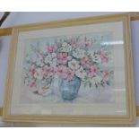 MARIAN LANGTON STILL LIFE SIGNED FRAMED WATERCOLOUR 54 X 73CM