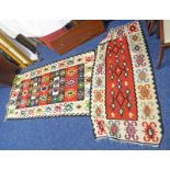 2 SIMILAR RED & WHITE RUGS -2-