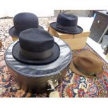 SELECTION OF GENTLEMANS HATS TO INCLUDE A THE MAKE TRIO "THE VELLUM" HAT AND OTHERS TO INCLUDE
