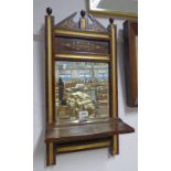 ROSEWOOD WALL BRACKET WITH SHELF AND MIRROR,