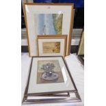 SELECTION OF FRAMED PRINTS, WATERCOLOURS,