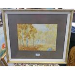 FERNIE SHEEP IN WOODLAND SIGNED GILT FRAMED WATER COLOUR 25 X 35 CM