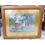 WILLIAM P_ _ _ FRAMED WATERCOLOUR CHILDREN PLAYING SIGNED INDISTINCTLY 24 X 32 CM