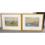 2 FRAMED WATERCOLOURS SCURDYNESS AND RED CASTLE MONOGRAMMED JBG