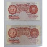 2 BANK OF ENGLAND 10 SHILLING NOTES: 1 X JULY 1930 WITH B.G.