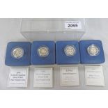 1994, 1995, 1996 AND 1997 UK SILVER PROOF ONE POUND COIN.