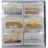 1 ALBUM OF VARIOUS OCEAN LINERS & TANKERS POSTCARDS TO INCLUDE WHITE STAR LINE, LUNARD LINE,