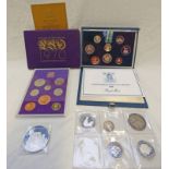 SELECTION OF VARIOUS COINS INCLUDING 1986 ROYAL MINT PROOF COIN SET, 1887 VICTORIA CROWN,