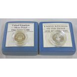 1985 AND 1986 UK SILVER PROOF ONE POUND COINS,