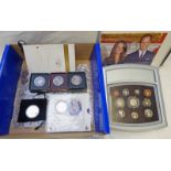 3 SHEETS OF VARIOUS COINS INCLUDING AMERICAN 1894 QUARTER DOLLAR, CHINESE COIN, 3 1951 CROWNS,