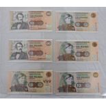 6 CLYDESDALE BANK PLC £10 NOTES: 2 X 1996,