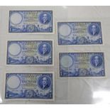 5 BLUE THE COMMERCIAL BANK OF SCOTLAND LTD £1 NOTES: 3 IN CONSECUTIVE RUN OF 2ND JANUARY 1954